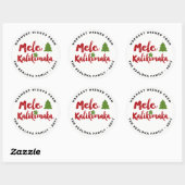 Mele Kalikimaka Brush Script Kerstmis Modern Ronde Sticker (Vel)
