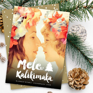 Mele Kalikimaka Brush Scriptkerstboom Foto Feestdagenkaart