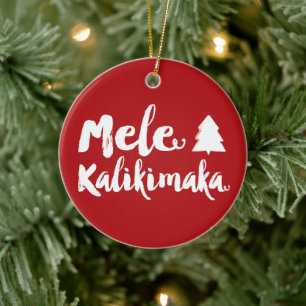 Mele Kalikimaka Brush Scriptkerstboom Foto Keramisch Ornament