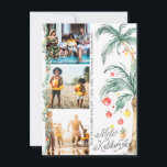 Mele Kalikimaka | Carte de collage photo de Noël<br><div class="desc">Souhaitez à vos proches un joyeux Noël avec nos cartes Mele Kalikimaka. Des simples palmiers aquarelles ornés de lumières festives. Trois photos collage sur le devant avec photo encadrée complète sur le dos et votre message personnalisé. Ajoutez votre libellé personnalisé à cette conception à l'aide des cases "Modifier ce modèle...</div>