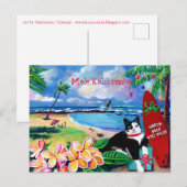 Mele Kalikimaka Cat op Poipu Beach Briefkaart (Voorkant / Achterkant)