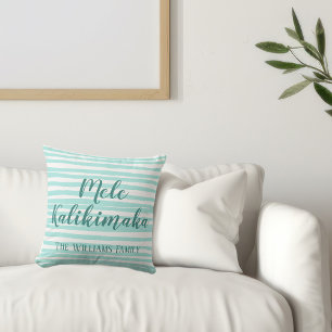 Mele Kalikimaka Chic Blauwgroen Stripe Kussen