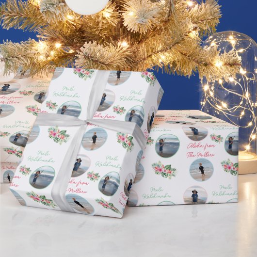 Mele Kalikimaka Custom 3 Foto Kerstmis Cadeaupapier (Feestdagen)