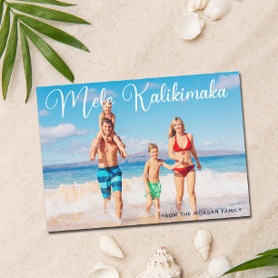 Mele Kalikimaka Familie Foto Beach Kerstmis 2022 Feestdagenkaart