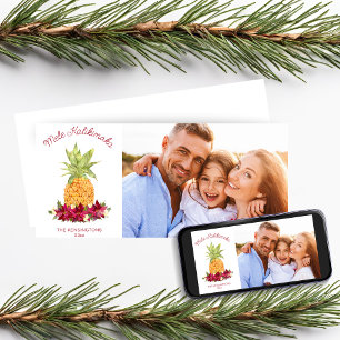 Mele Kalikimaka Floral Pineapple Holiday Foto Feestdagenkaart