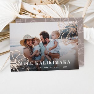 Mele Kalikimaka Foto Hawaiian Floral Folie Feestdagenkaart