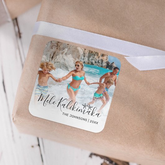 Mele Kalikimaka Fotokerstmis Vierkante Sticker