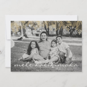 Mele Kalikimaka Gold Palm Tree Holiday Photo Card Feestdagenkaart