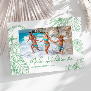 Mele Kalikimaka Groene Foto Kerstmis Feestdagenkaart