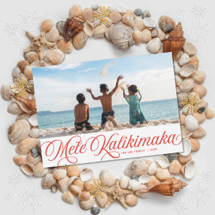Mele Kalikimaka Hawaiian Holiday Carte photo rouge