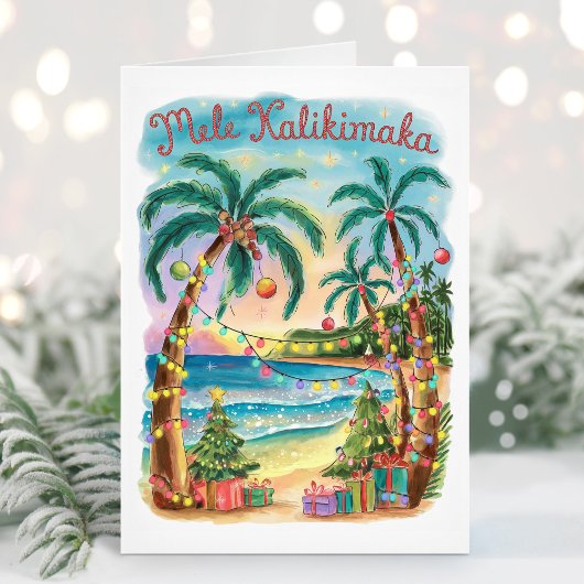 Mele Kalikimaka Hawaiian Joyeuse Carte de Noël