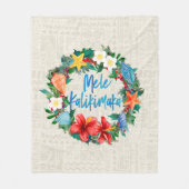 Mele Kalikimaka Hawaiian Kerstmis Wreath Fleece Deken (Voorkant)