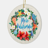 Mele Kalikimaka Hawaiian Kerstmis Wreath Keramisch Ornament (Links)