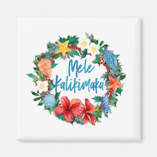 Mele Kalikimaka Hawaiian Kerstmis Wreath Magneet (Voorkant)