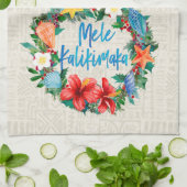 Mele Kalikimaka Hawaiian Kerstmis Wreath Theedoek (Gevouwen)