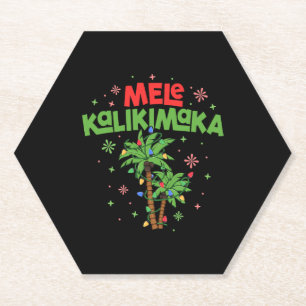 Mele Kalikimaka Hawaiian Kerstpalmboom Licht Kartonnen Onderzetters