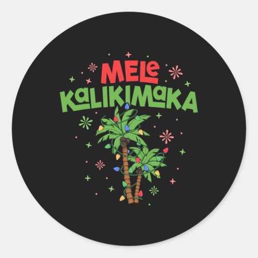 Mele Kalikimaka Hawaiian Kerstpalmboom Licht Ronde Sticker (Voorkant)