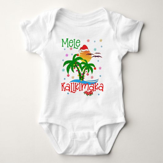 Mele Kalikimaka Hawaiian Merry Kerstmis Aloha Romper (Voorkant)
