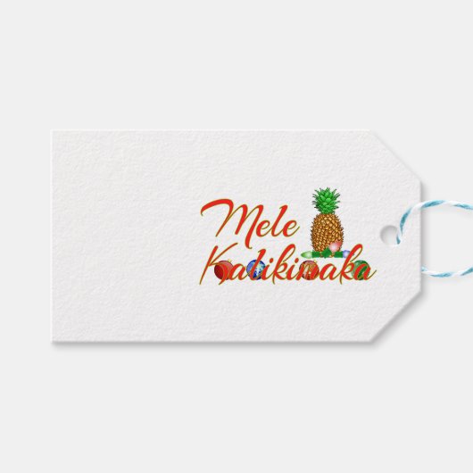 Mele Kalikimaka Hawaiian Pineapple Cadeaulabel (Voorkant (Horizontaal))