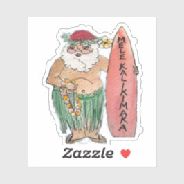 Mele Kalikimaka Hawaiian Santa Claus Sticker