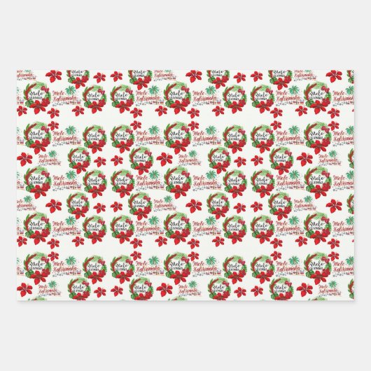 Mele Kalikimaka Hawaiian Wreath Wrapping Paper (Voorkant)