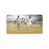 Mele Kalikimaka Hibiscus Kerstmis Fotoadres Etiket (Voorkant)