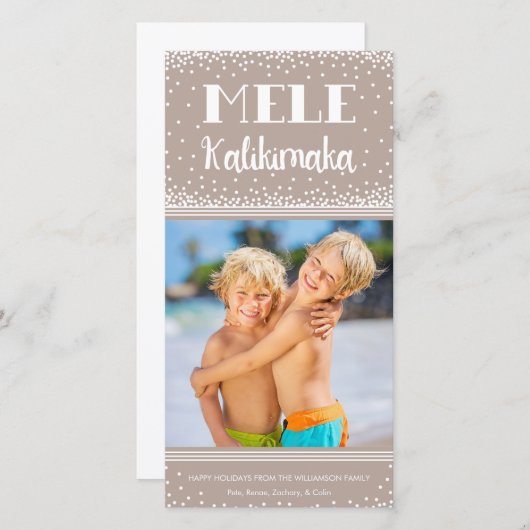 Mele Kalikimaka Holiday Fotokaart / Beige Feestdagenkaart (Voorkant / Achterkant)