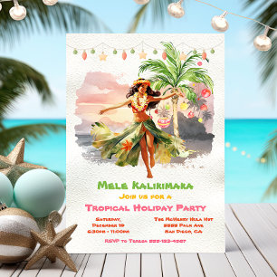Mele Kalikimaka Hula Meisje Tropische Vakantie Par Kaart