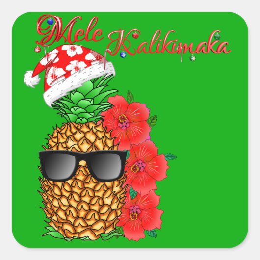 Mele Kalikimaka kerstananas Vierkante Sticker (Voorkant)