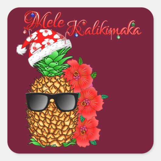 Mele Kalikimaka kerstananas Vierkante Sticker (Voorkant)