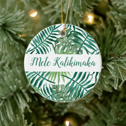 Mele Kalikimaka Kerstfeestdag Typografie Keramisch Ornament (Boom)
