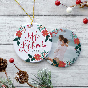 Mele Kalikimaka   Kerstfoto in Hawaiian Keramisch Ornament