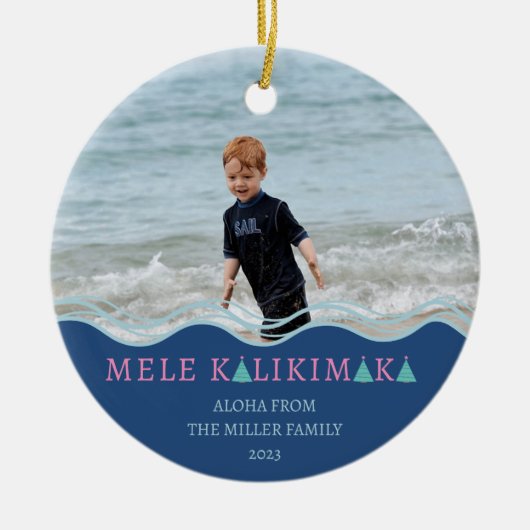 Mele Kalikimaka kerstfoto Keramisch Ornament (Voorkant)