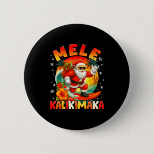 Mele Kalikimaka Kerstman Rock On Hawaï Kerstmis Ke Ronde Button 5,7 Cm