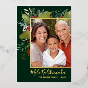 Mele Kalikimaka Kerstmis Holly Foto Folie Kaart