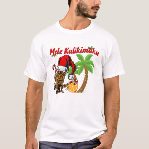 Mele Kalikimaka Merry Kerstmis Hawaiian Tiki God T-shirt