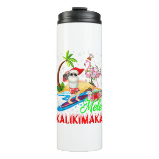 Mele Kalikimaka Merry Xmas Hawaiian Flamingo Santa Thermosbeker