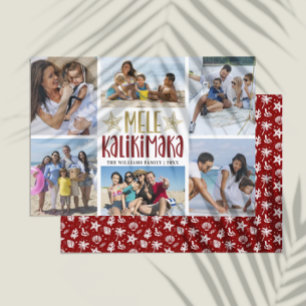 Mele Kalikimaka Modern Foto Collage Hawaiian Feestdagenkaart