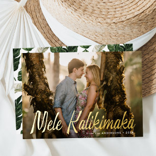 Mele Kalikimaka Moderne Foto Folie Feestdagenkaart