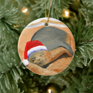 Mele Kalikimaka Monk Seal Keramisch Ornament