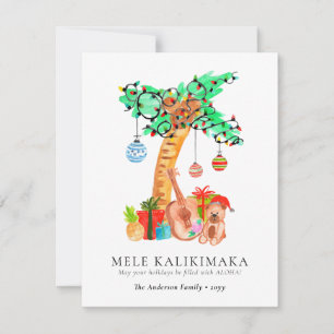 Mele Kalikimaka Palm Guitar Hawaiian Kerstmis Feestdagenkaart