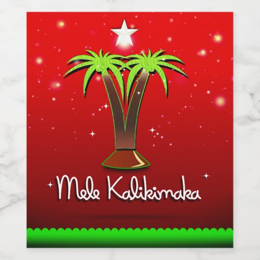 Mele Kalikimaka Palm Tree for Xmas Wijn Etiket (Enkel label)