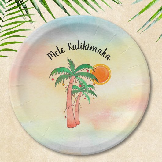 Mele Kalikimaka Palm Trees Papieren Bordje
