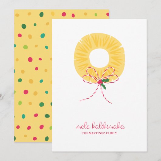 Mele Kalikimaka Pineapple Flat Holiday Kaart (Voorkant / Achterkant)