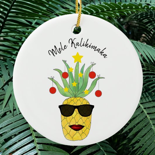Mele Kalikimaka Pineapple Keramisch Ornament