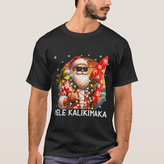 Mele Kalikimaka Retro Santa Rock On Pjs Christmas T-shirt (Voorkant)