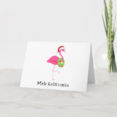 Mele Kalikimaka Roze Flamingo Kerst Kaart (Voorkant)