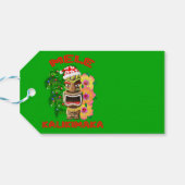 Mele Kalikimaka Santa Claus Tiki Cadeaulabel (Achterkant Horizontaal)