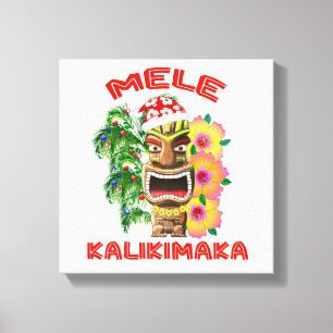 Mele Kalikimaka Santa Claus Tiki Canvas Afdruk