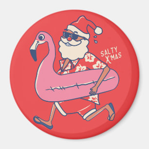 Mele Kalikimaka Santa Flamingo KerstGetaway Magneet